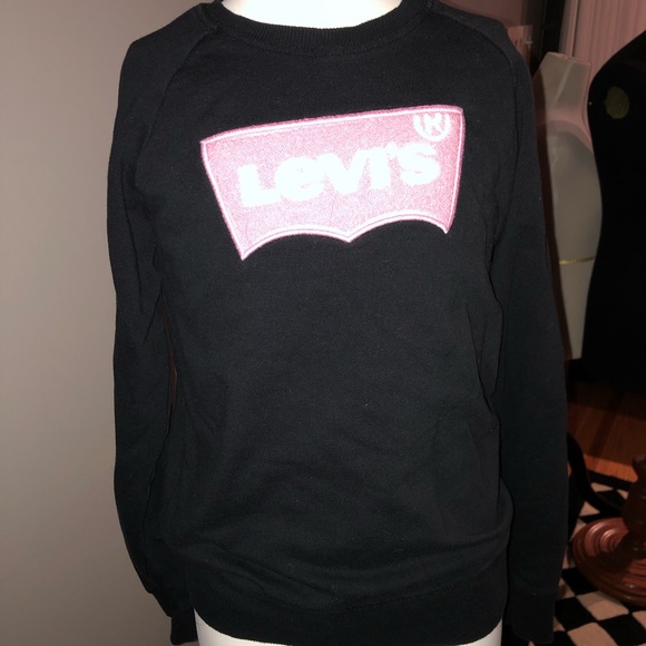 Black Levi’s sweatshirt w/pink logo - girl size 12 - Picture 5 of 7